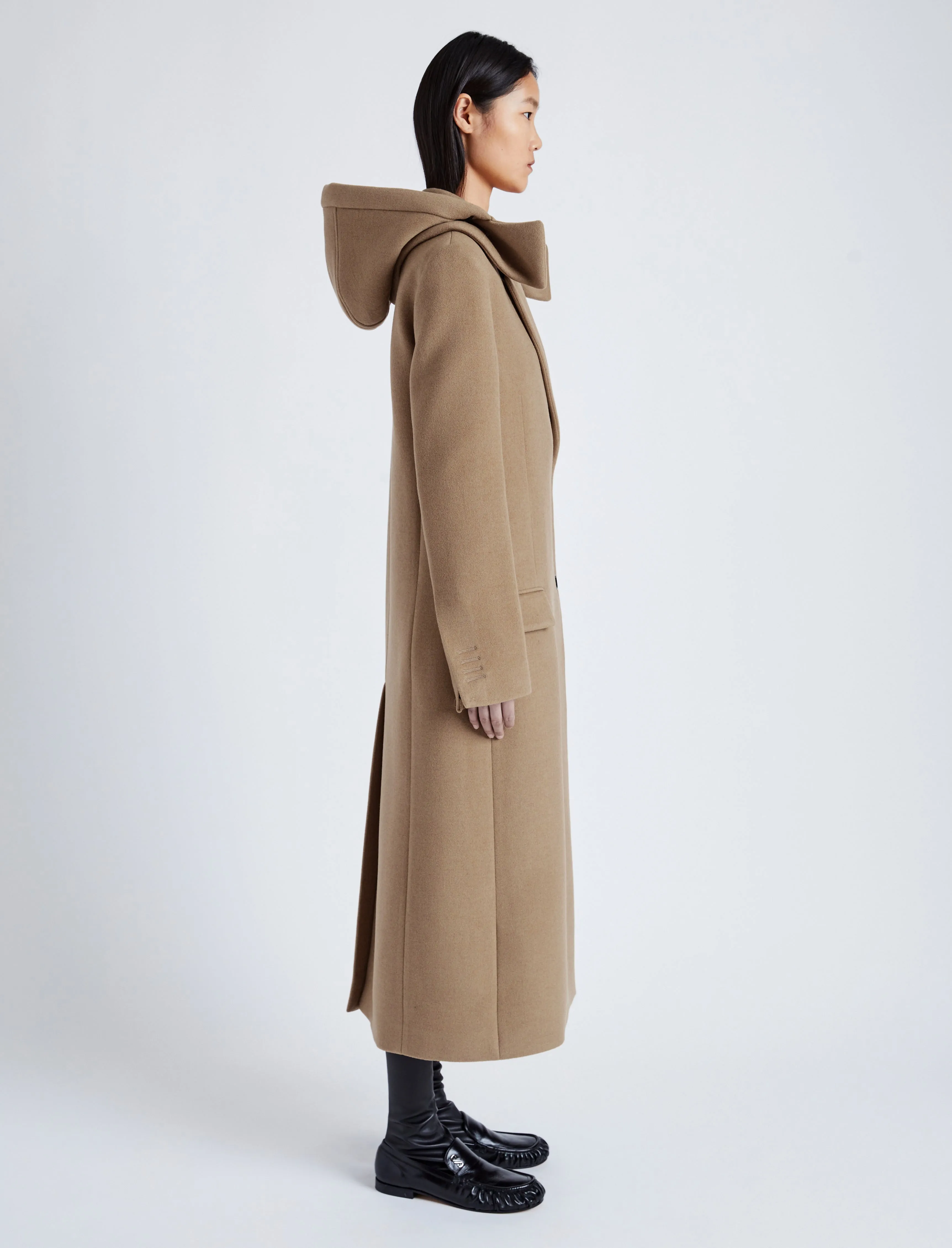 Proenza Schouler Reed Coat in Brushed Melange Wool - Camel Melange