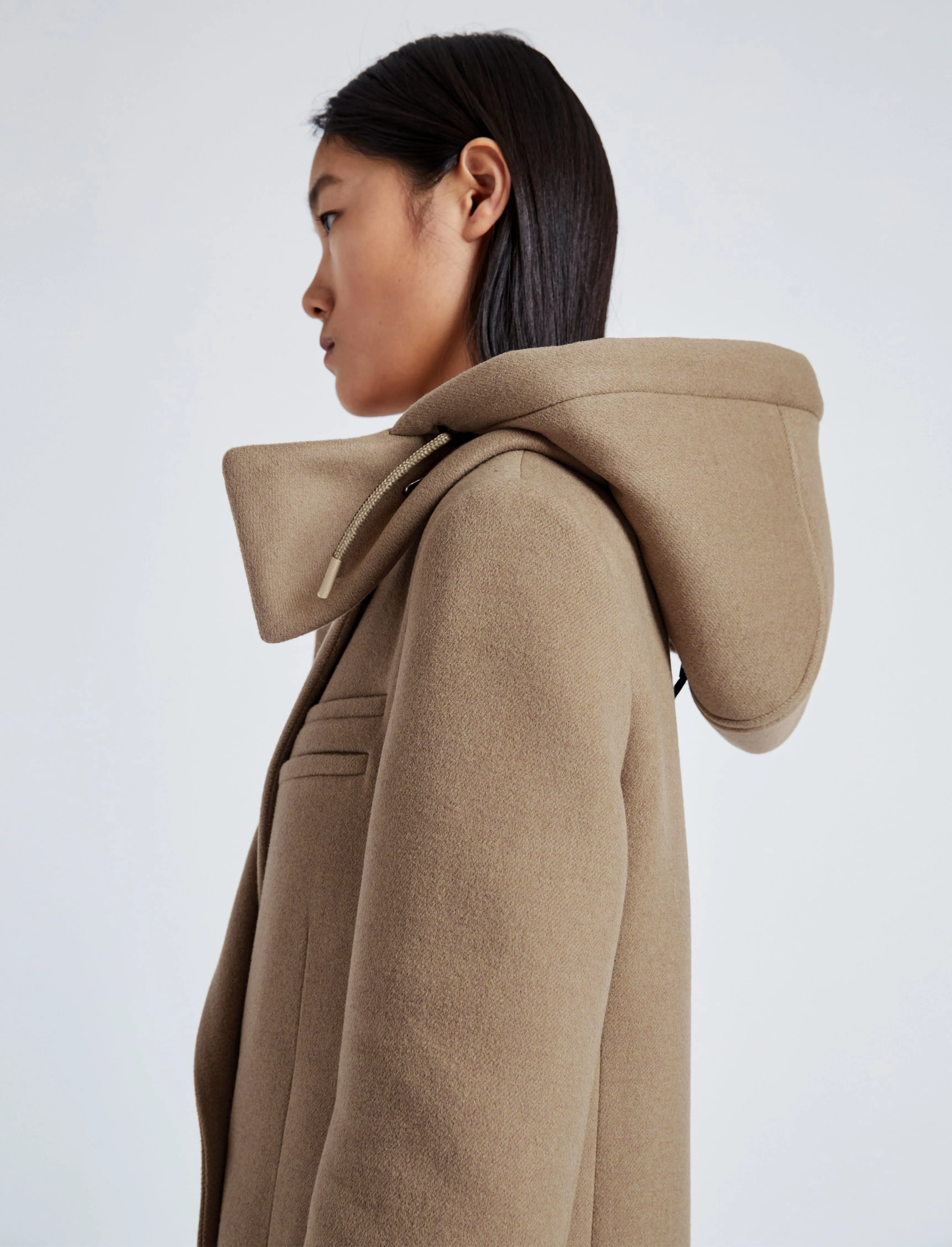 Proenza Schouler Reed Coat in Brushed Melange Wool - Camel Melange