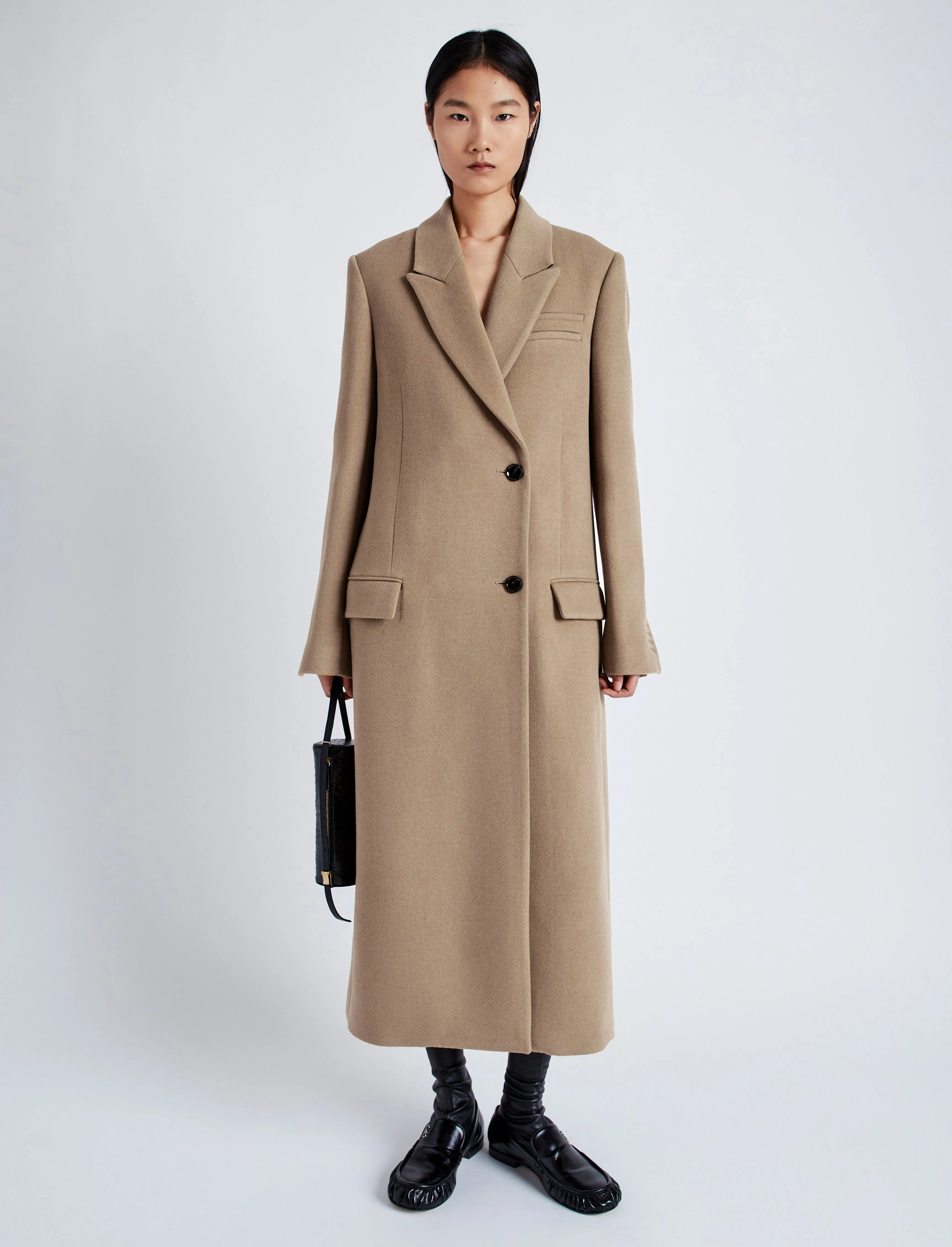 Proenza Schouler Reed Coat in Brushed Melange Wool - Camel Melange