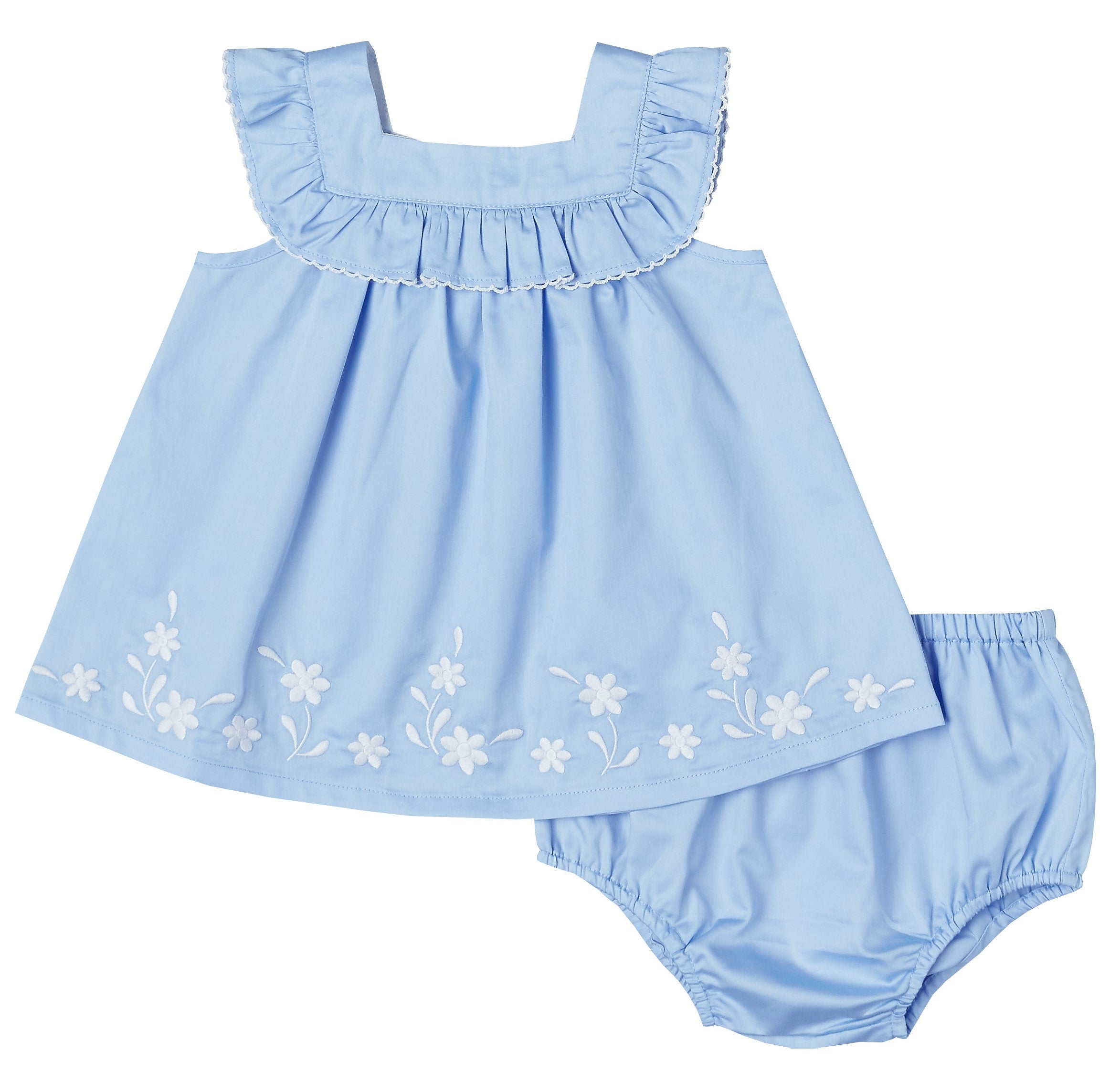 Ruffle Embroidered Dress Set