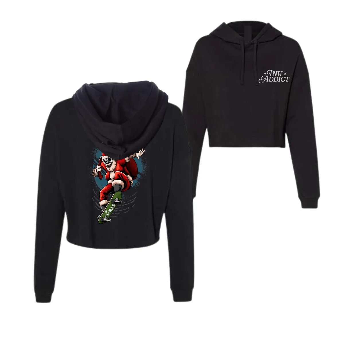 Skater Santa Crop Hoodie