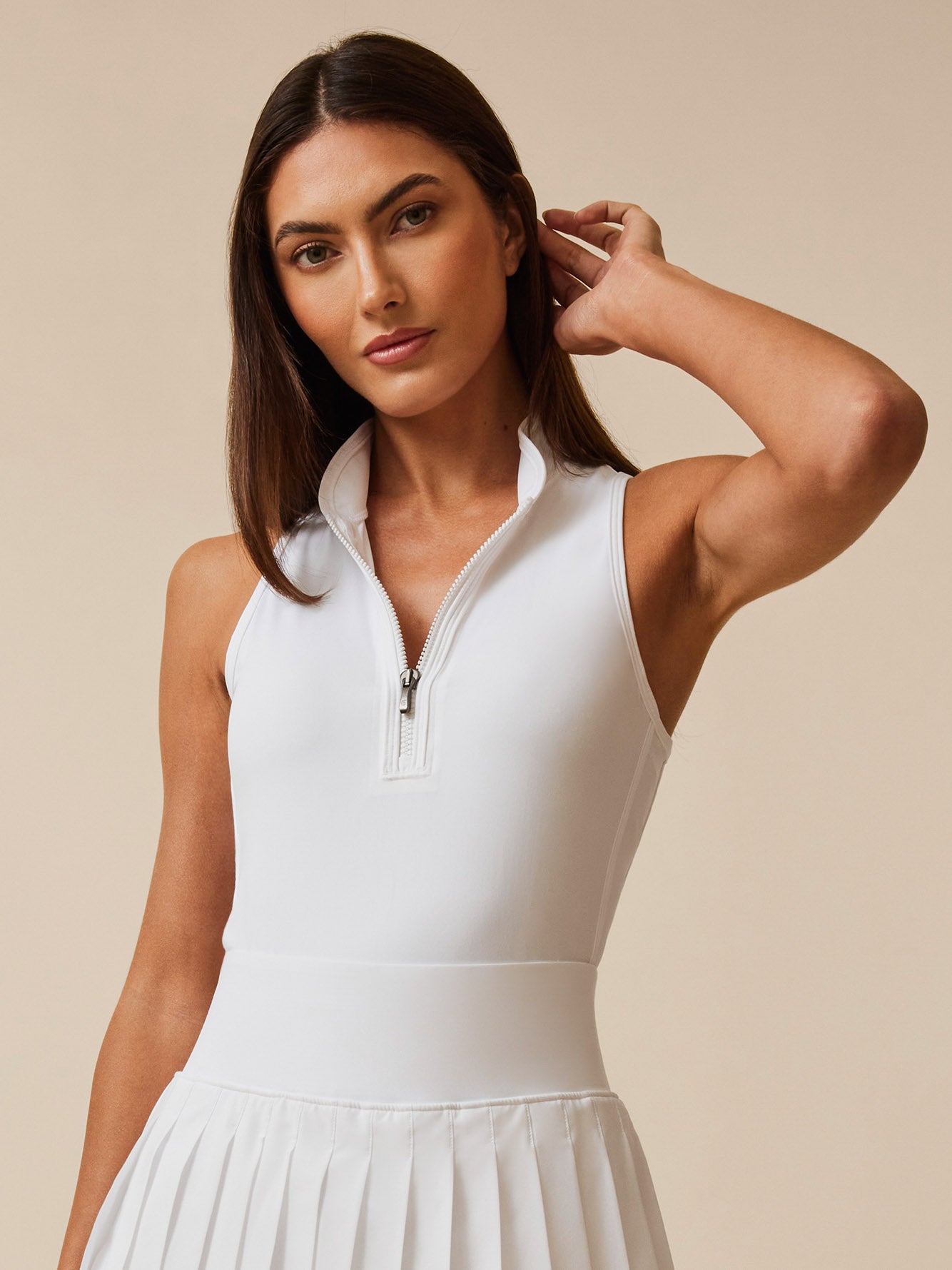 Sleeveless Vesta Mock Neck Top (Arctic)