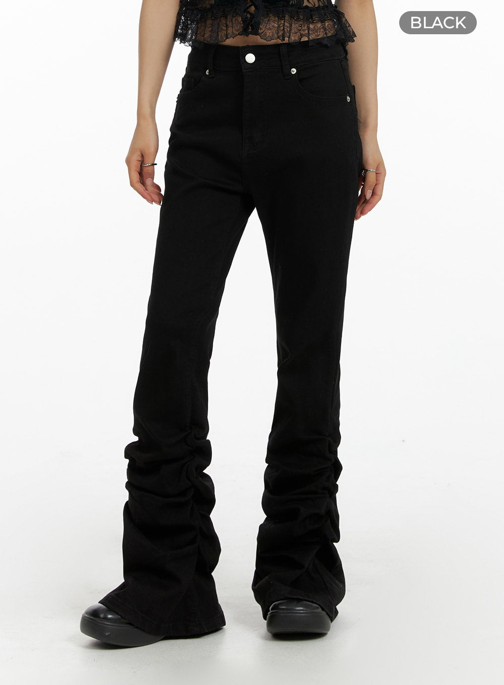 Slim Fit Shirred Bootcut Pants CF429