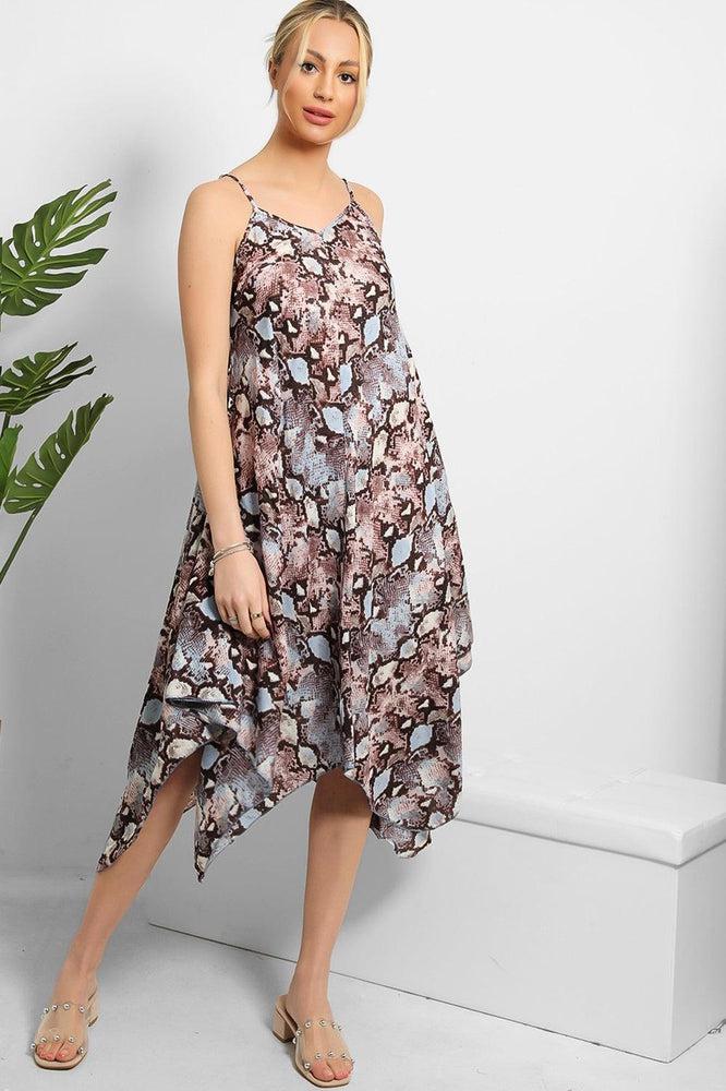 Snake Print Cami Handkerchief Dress