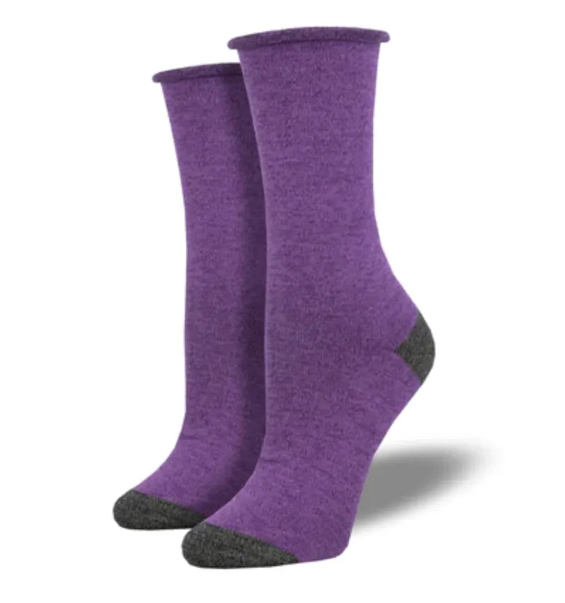 Socksmith bamboo crew, contrast heel women's sizing (6 colors)