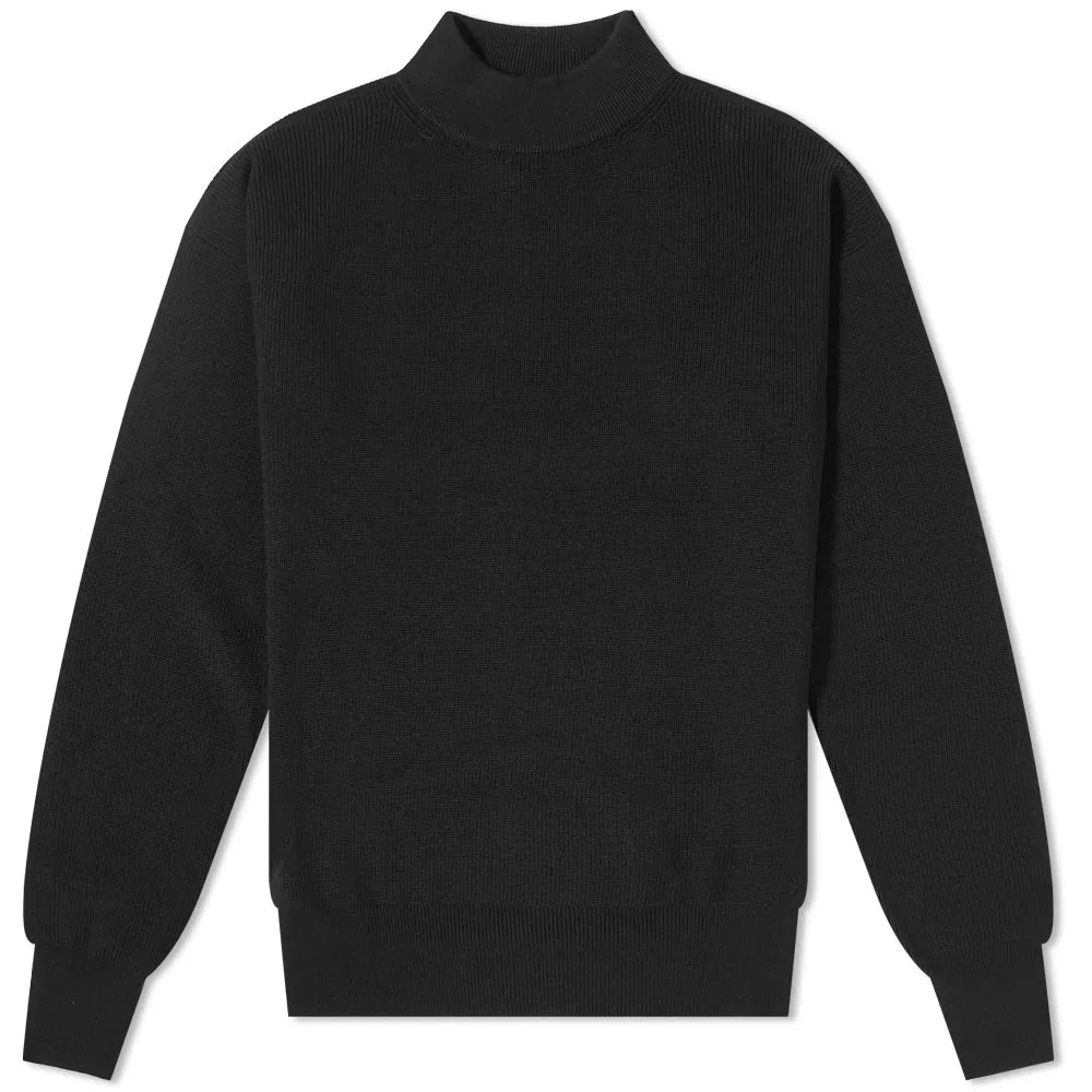 Studio Nicholson Navy Mock Neck KnitBlack