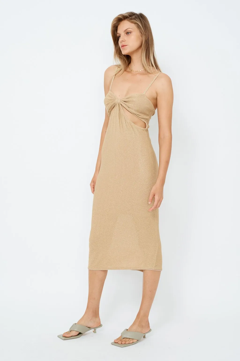 Suboo Billie Knit Cut Out Midi Dress - Gold