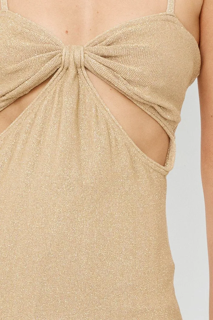 Suboo Billie Knit Cut Out Midi Dress - Gold