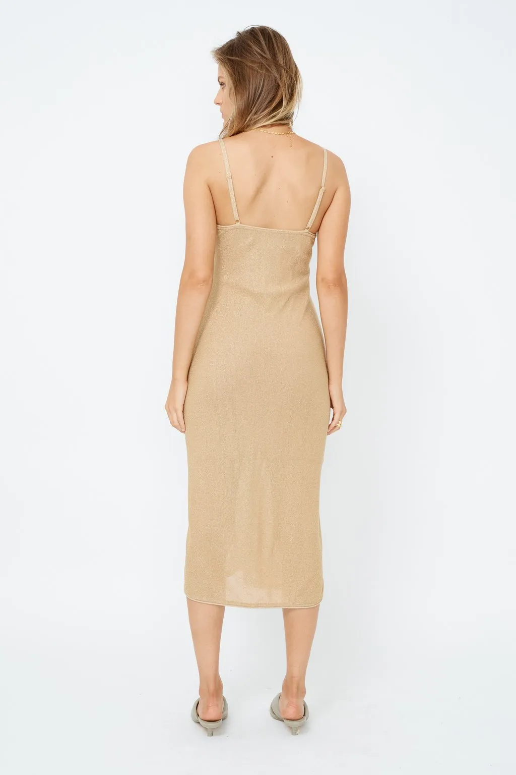 Suboo Billie Knit Cut Out Midi Dress - Gold