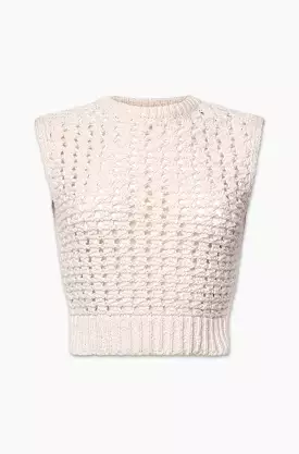 Tape Yarn Sweater Vest in Cream