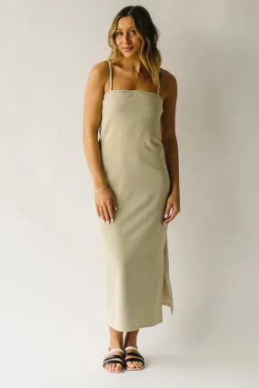 The Belinda Tank Knit Midi Dress in Khaki