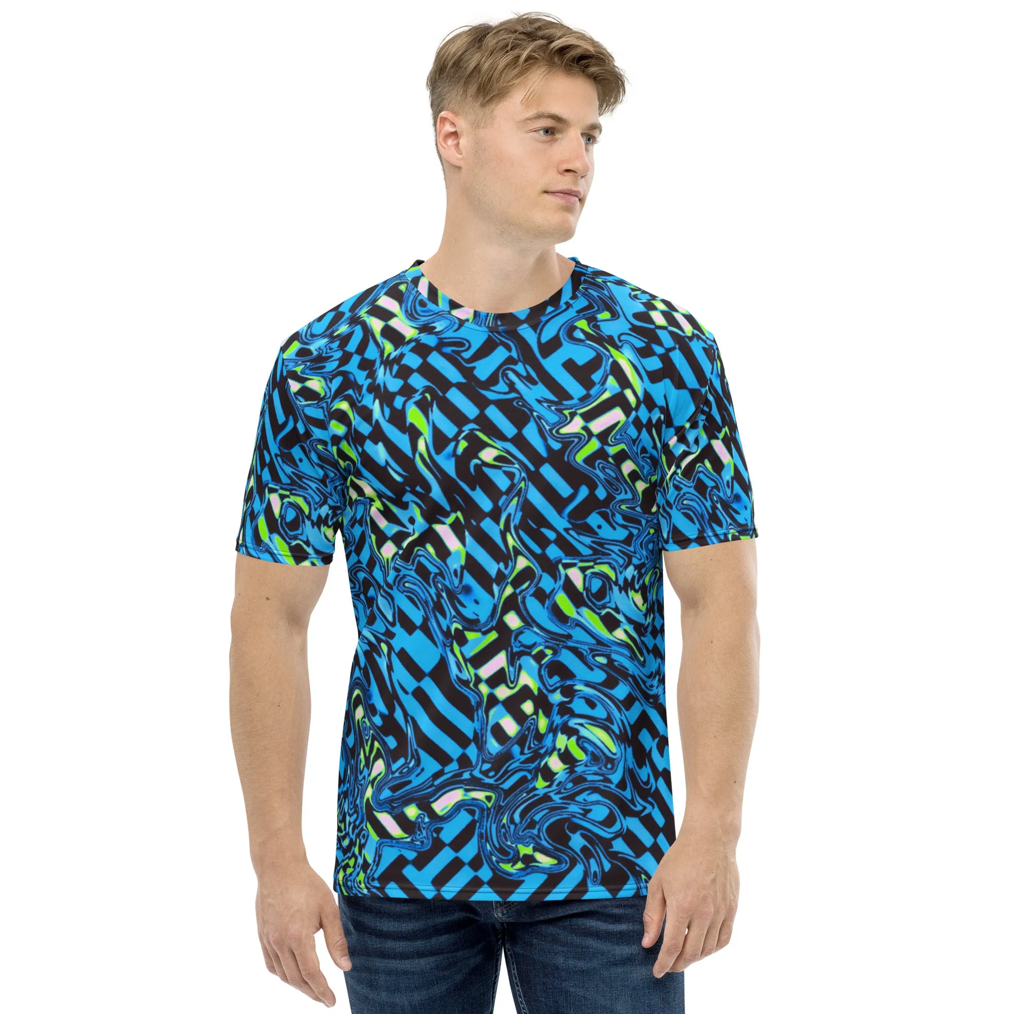 Trippy Blue Checkered Unisex T-Shirt