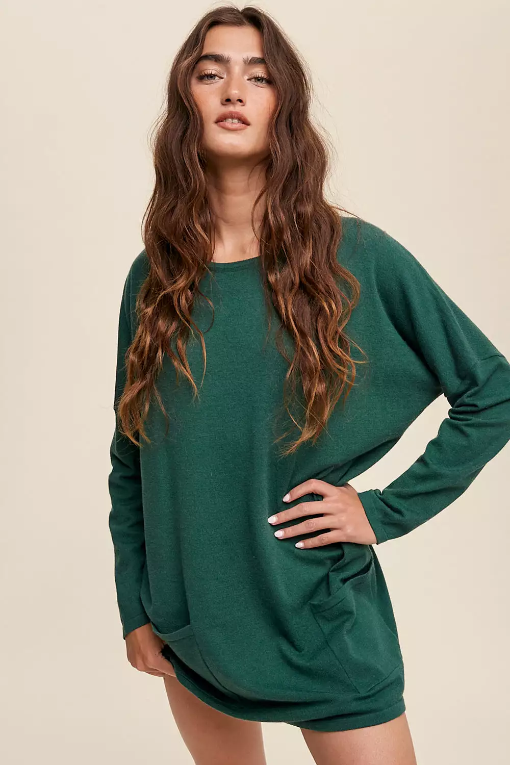 Two Pocket Oversized Light Weight Knit Sweater