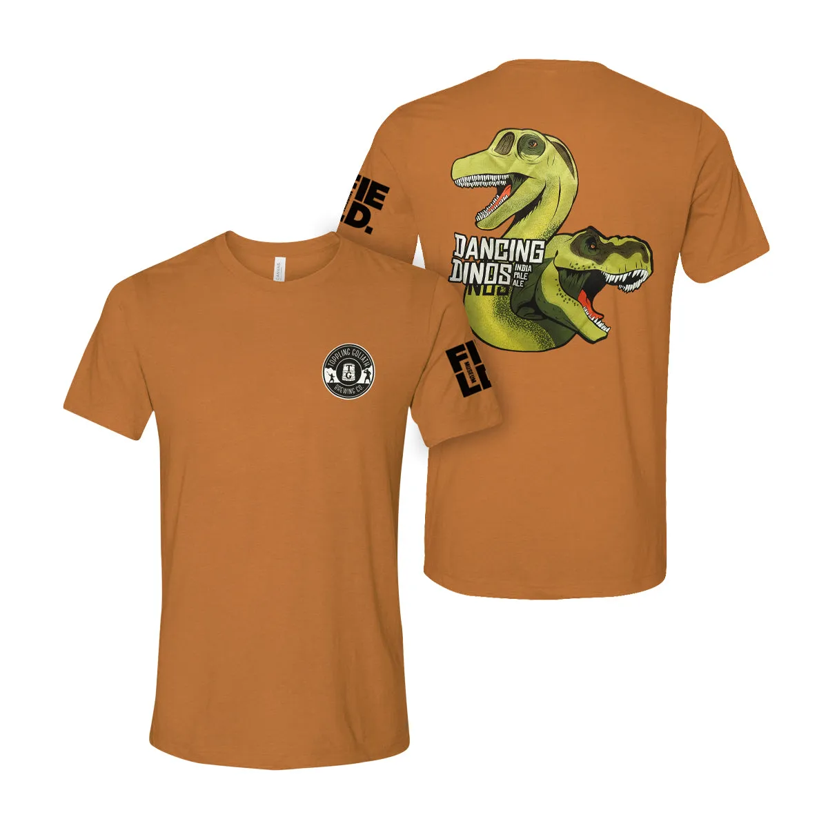 Unisex Dancing Dinos T-shirt - Orange