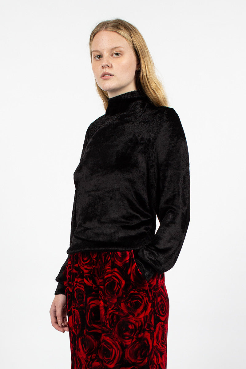 Velvet Effect Jumper Black