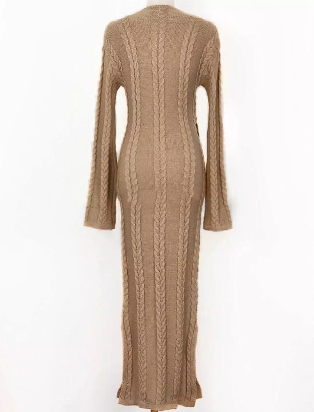 Waist Tied Knit Midi Knit Dress