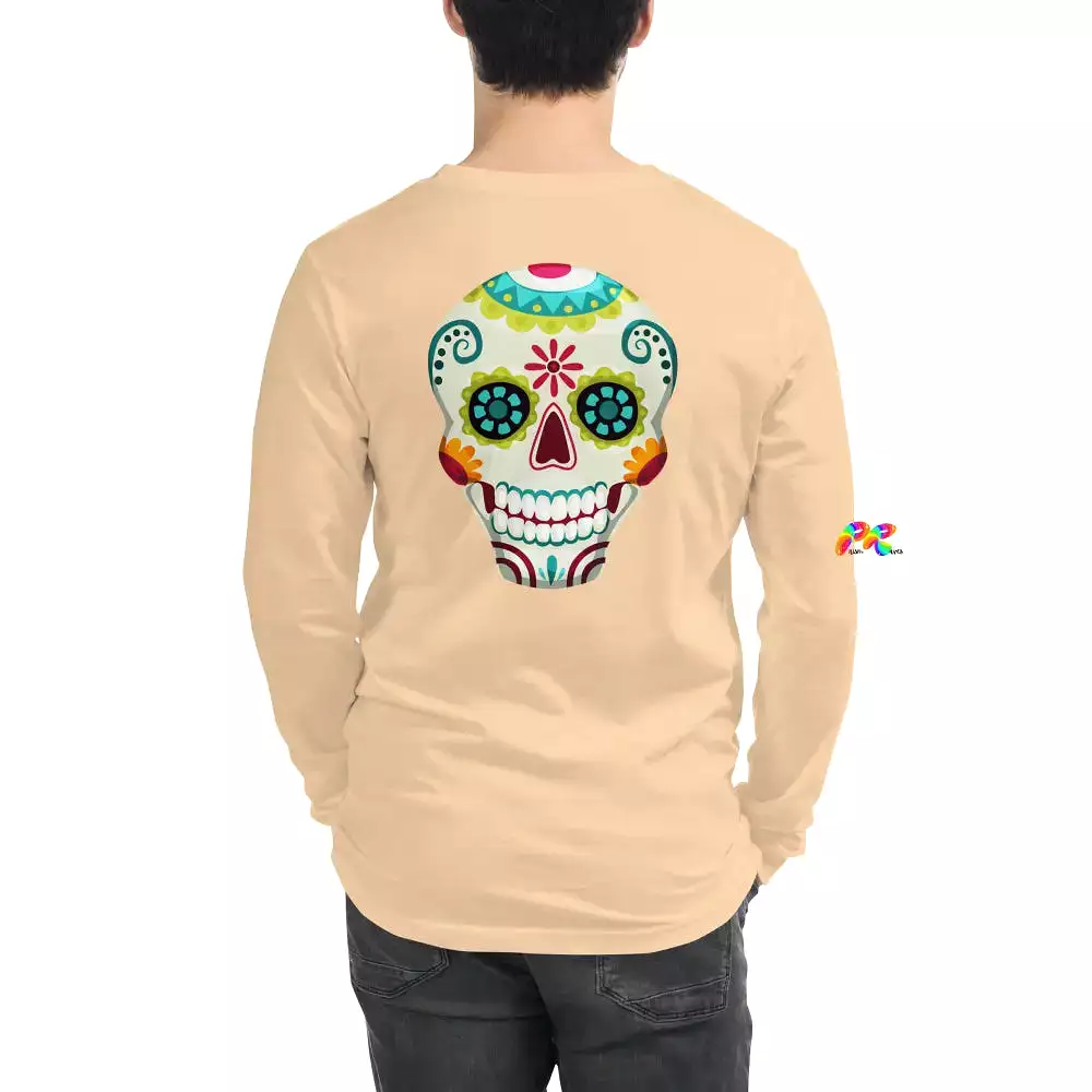 White and Green Sugar Skull Unisex Long Sleeve T-Shirt