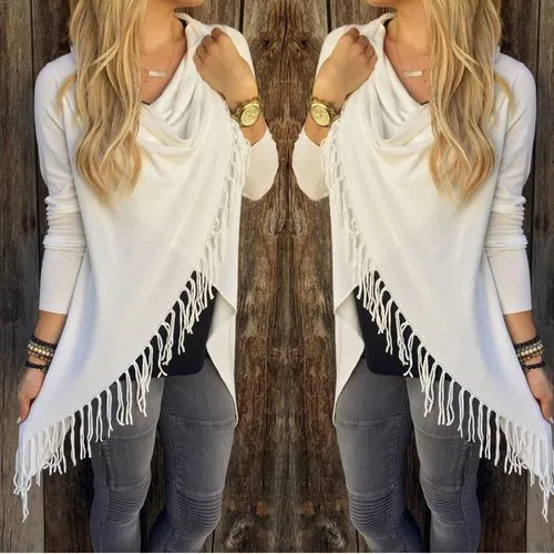 Women's Casual Streetwear Solid Color Tassel Pullovers Sweater