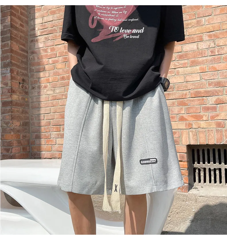 Xituodai Summer Thin Men's Baggy Straight Beach Shorts Korean Fashion Elastic Waist Casual Knee Length Pants Basketball Oversize