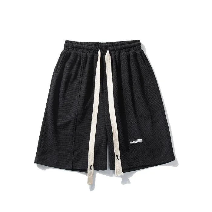 Xituodai Summer Thin Men's Baggy Straight Beach Shorts Korean Fashion Elastic Waist Casual Knee Length Pants Basketball Oversize