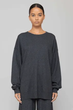 Zoe Oversized Crew sweater - Asphalt